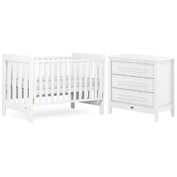 Boori Daintree Cot Bed V19 with dropside Barley Breathable Mattress Linear Chest Barley