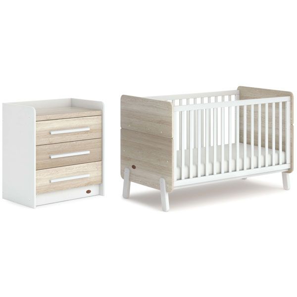 Boori Natty Cot Bed v19 Barley Oak Breathable Mattress Neat 3 Drawer Chest