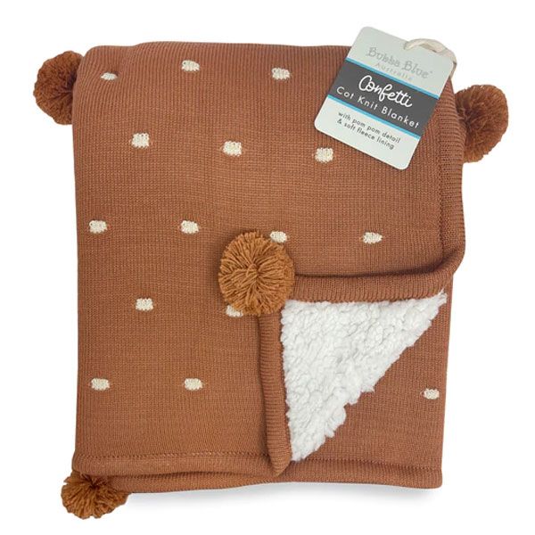 Bubba Blue Confetti Cot Knit Blanket Terracotta