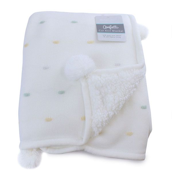 Bubba Blue Confetti Cot Knit Blanket White Multi