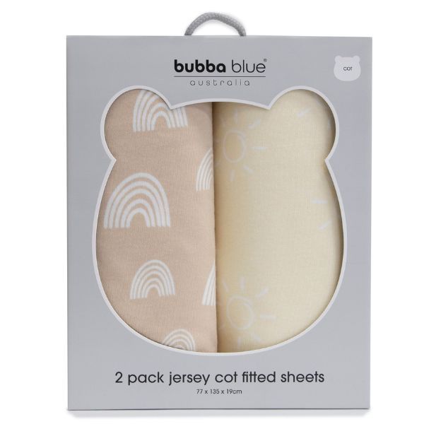 Bubba Blue Nordic Jersey Cot Fitted Sheets Vanilla Latte 2pk