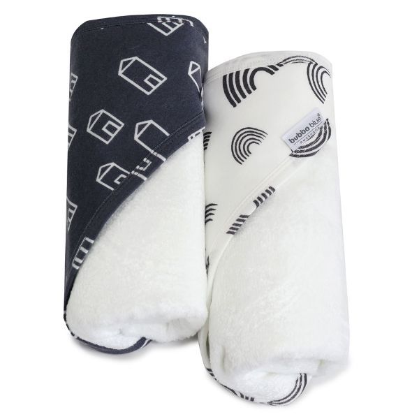 Bubba Blue Nordic Hooded Towel Charcoal White 2pk