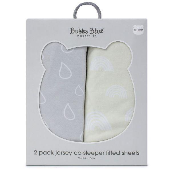 Bubba Blue Nordic Jersey Co sleeper Fitted Sheets Grey Sand 2pk