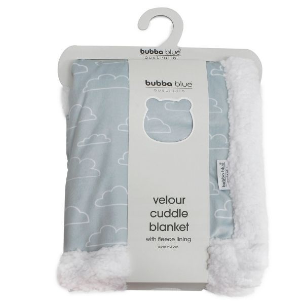Bubba Blue Nordic Velour Cuddle Blanket with Fleece Lining Blue Cloud