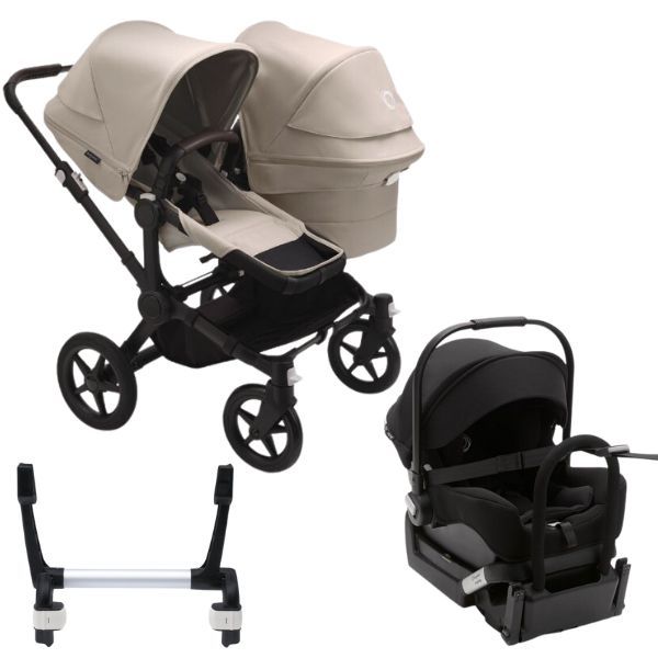 Bugaboo Donkey 5 Duo Stroller Black Desert Taupe Desert Taupe TRAVEL SYSTEM includes Bugaboo Turtle car seat with base adaptors