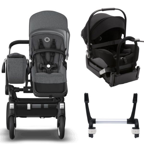 Bugaboo Donkey 5 Mono Stroller Complete Graphite Grey Melange Grey Melange TRAVEL SYSTEM includes Bugaboo Turtle car seat with base adaptors