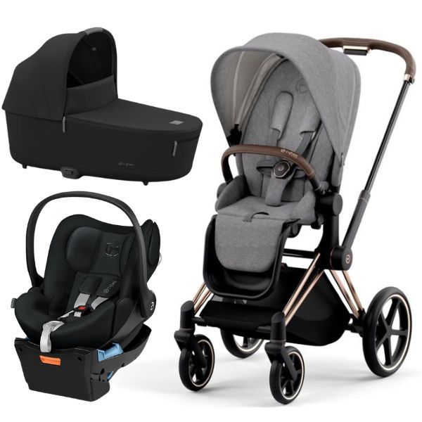 Grey and rose gold pram top