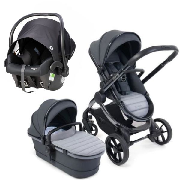 iCandy Peach 7 Pram Truffle TRAVEL SYSTEM includes Maxi Cosi Mico Plus Infant Carrier Isofix with Base Nomad Black