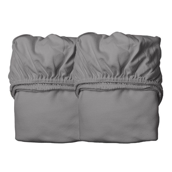 Leander Organic Fitted Cot Sheets 2pk Cool Grey