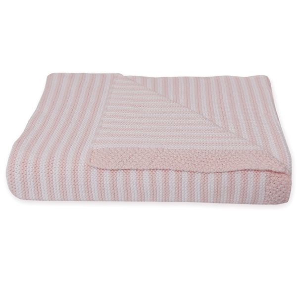 Pink and white knitted baby blanket best sale
