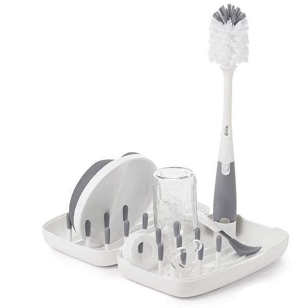 OXO TOT On The Go Drying Rack Bottle Brush Grey