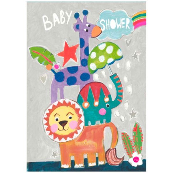 Paper Salad Animal Tower Baby Shower Card Paper Salad Animal Tower Baby Shower Card